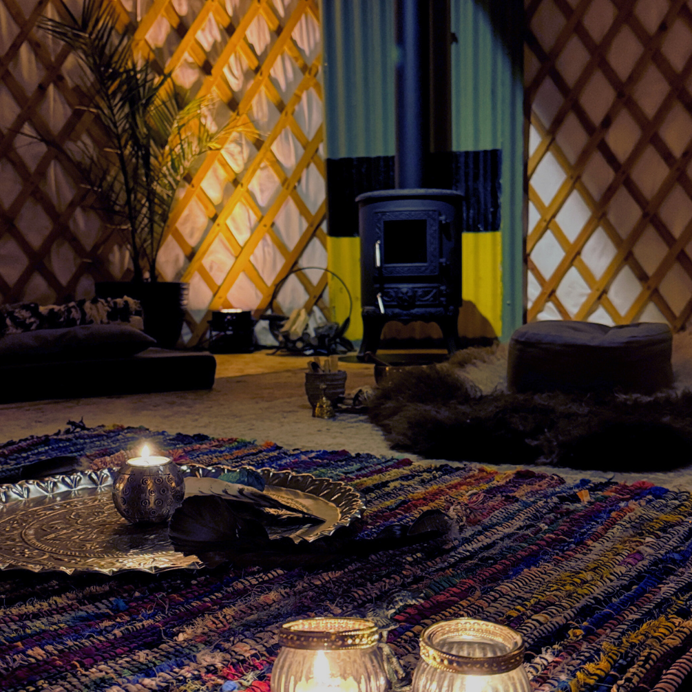 Sfeer Yurt tijdens healing en/of klanksessie